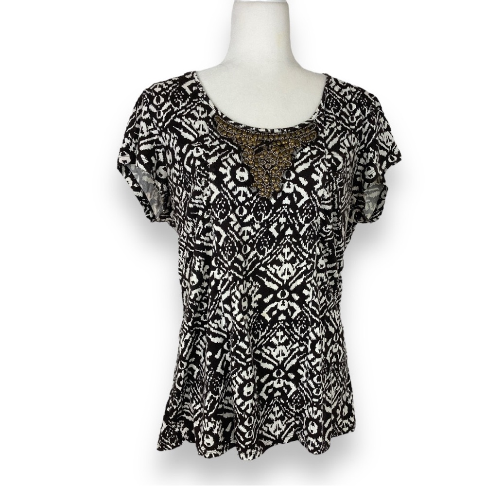 VTG Y2k style & co embellished geometric print top XL